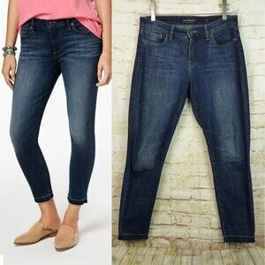 Lucky Brand Jeans Womens 6/28 Blue Denim Mid Rise Ava Crop Raw Hem 30.5X26.25